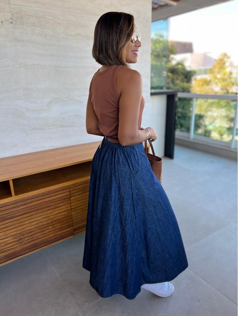 Saia Jeans Longa Jeans Tendencia 2019 Looks Saia Jeans Tendencia