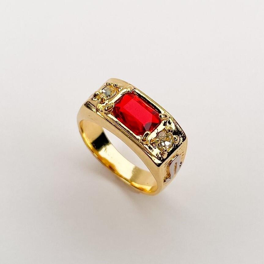 Comprar Anel de Formatura Masculino Pedra Vermelha Semijoia Ouro 18K ...