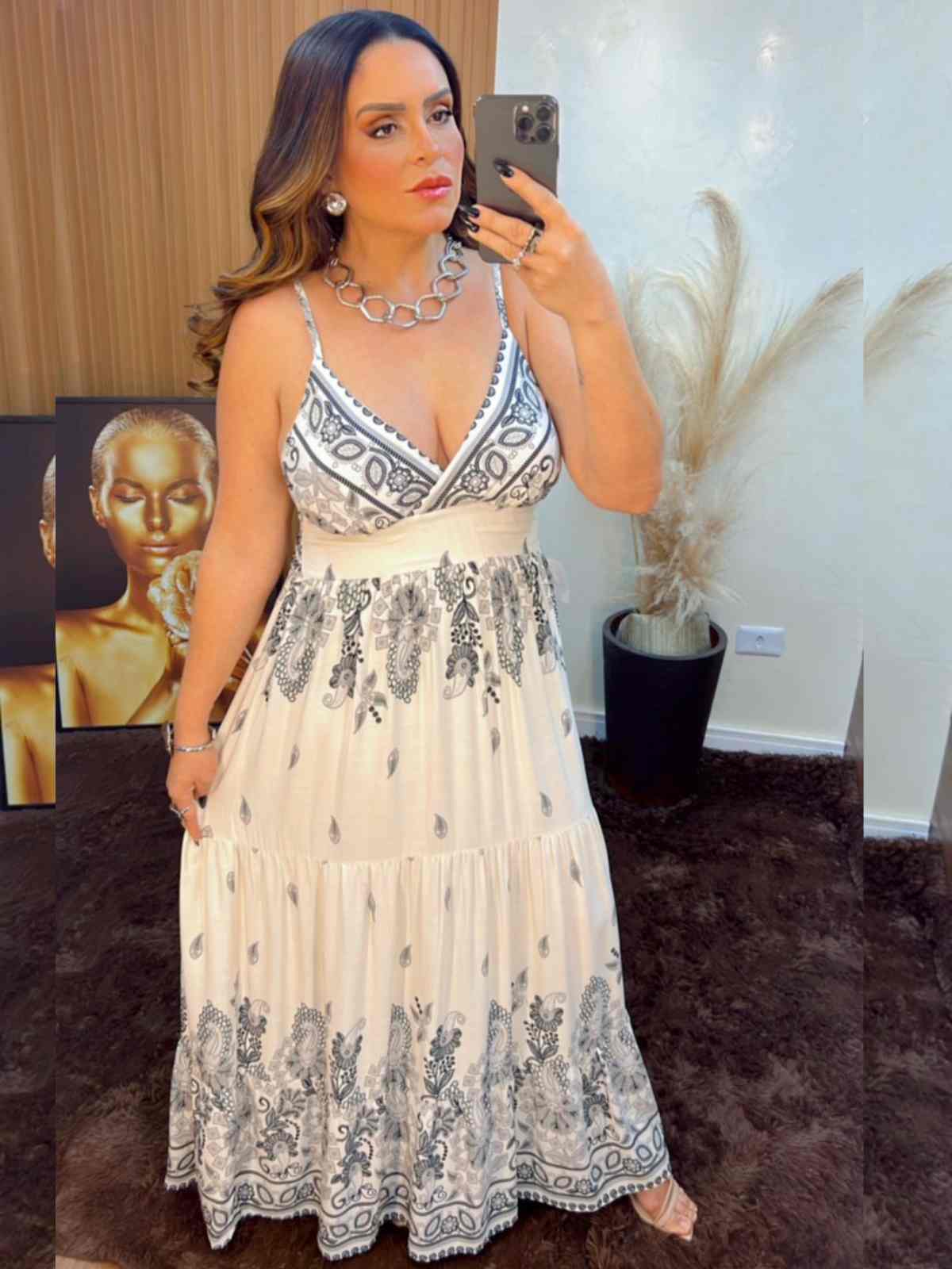 Vestido Alça Vestido De Alcinha Florido Vestido Mid Alçinha