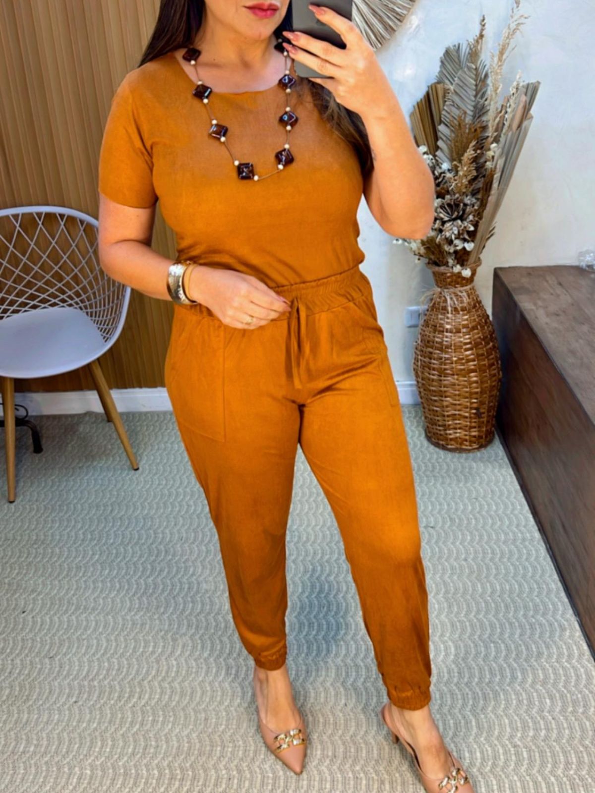 Blusa CalÃ§a Jogger Suede Feminina Conjunto Feminino De Suede