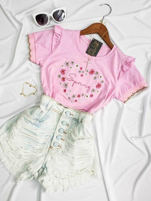 T-shirt Spring Algodão Confort Rosa