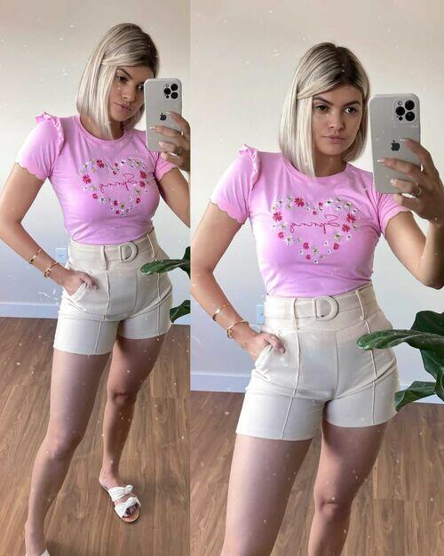 T-shirt Spring Algodão Confort Rosa