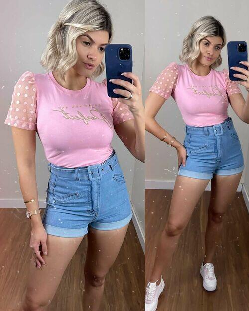 T-shirt Aldogão Confort Perfect Rosa Bebê