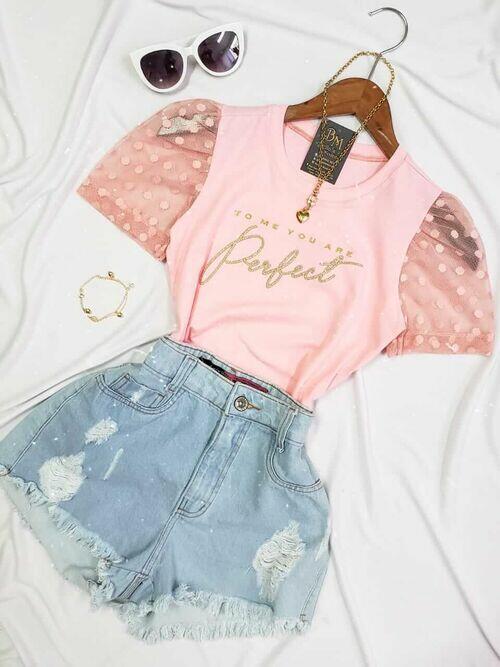 T-shirt Aldogão Confort Perfect Rosa Bebê