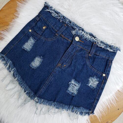 Saia Jeans Tousse Escura