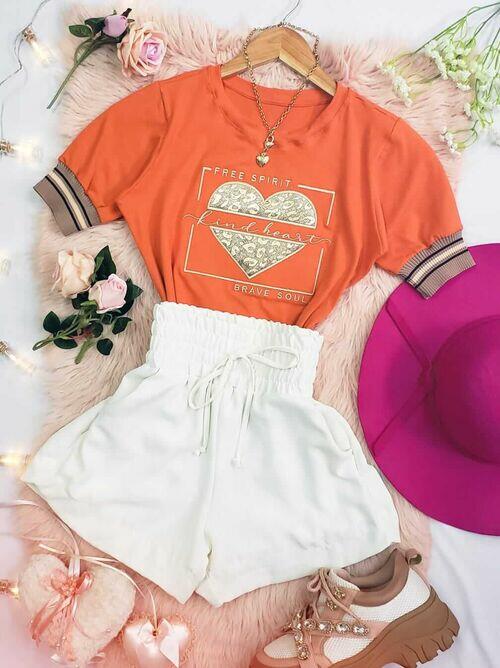 T-shirt Algodão Confort Premium Free Spirit Laranja
