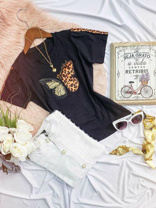 T-shirt Algodão Confort Beautiful Preto