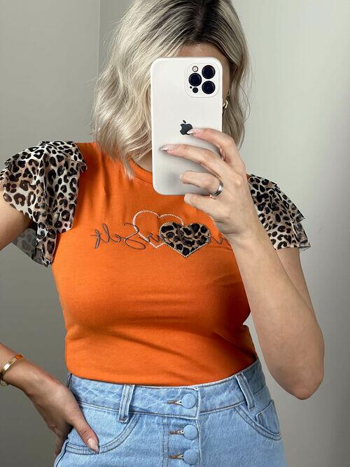 T-shirt Algodão Confort Love Your Self Laranja
