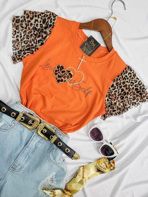 T-shirt Algodão Confort Love Your Self Laranja