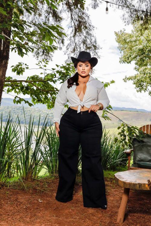 Calça Rux Comprar Calça Feminina Wide Leg Plus Size em Sarja Preta