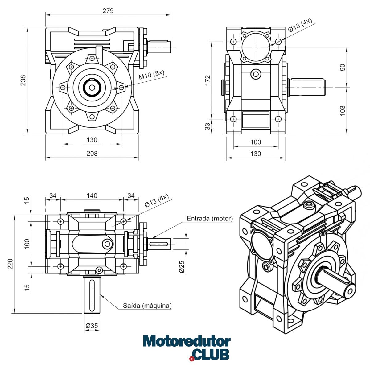 【kooos☆】 Comprar Caixa Redutora Velocidade Até 3cv Eixo Maciço 35mm Tam90