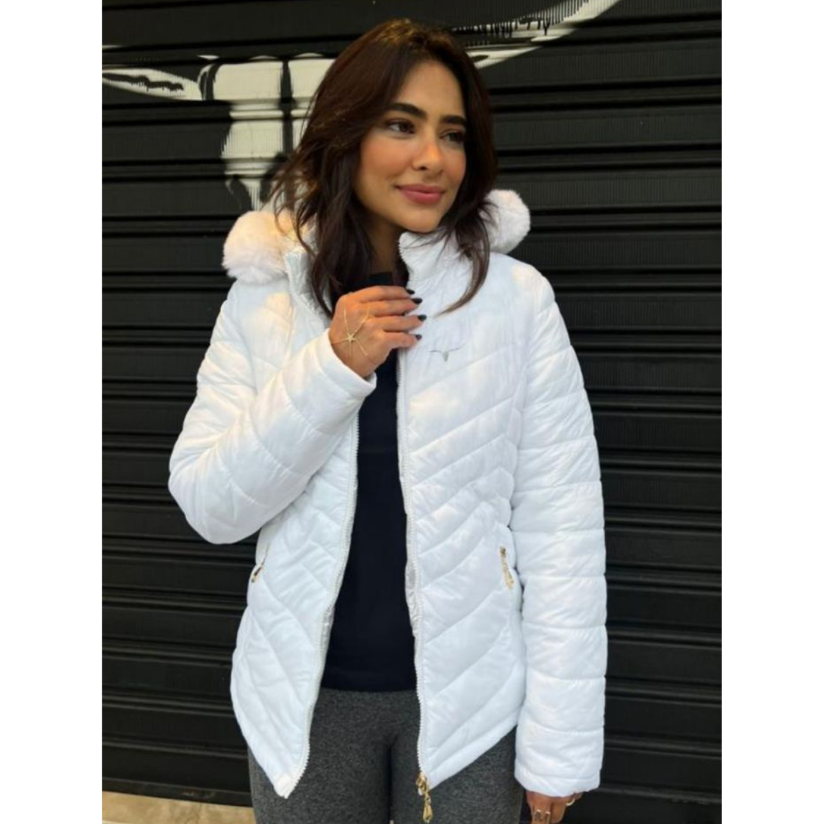 Dupla Face Casaco Nylon Branco Feminino Comprar Jaqueta Feminina