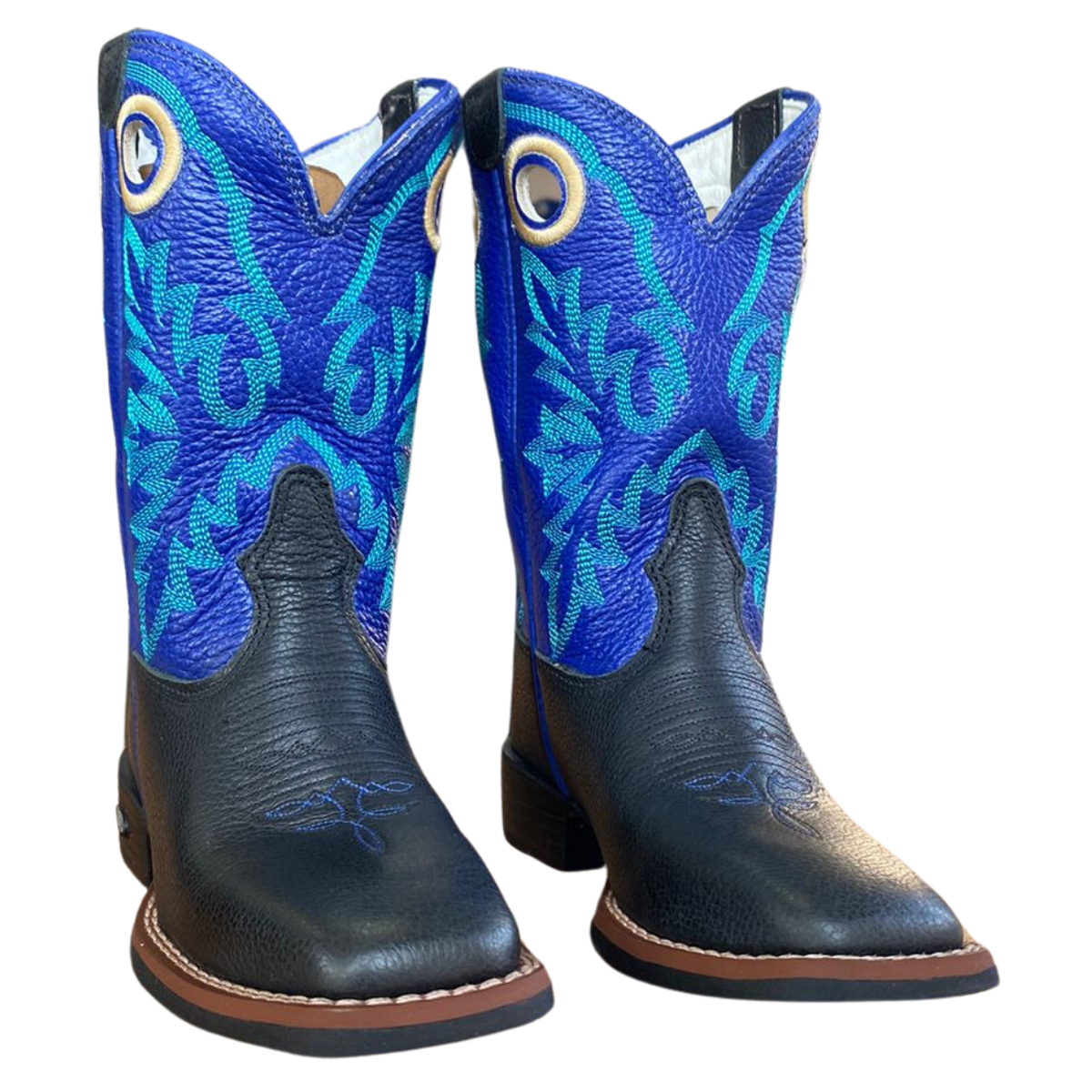 Comprar Bota Texana Infantil Durango Preta Cano Azul Autentica