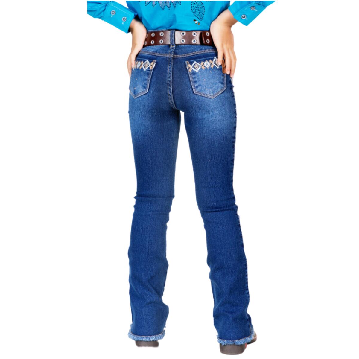 Calça Jeans WallFlower Meninas - Estampa Floral Branco - Tamanho 12 Regular