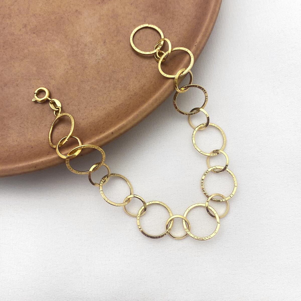 Comprar Pulseira Banhada Elos Redondos com Textura - R$95,00