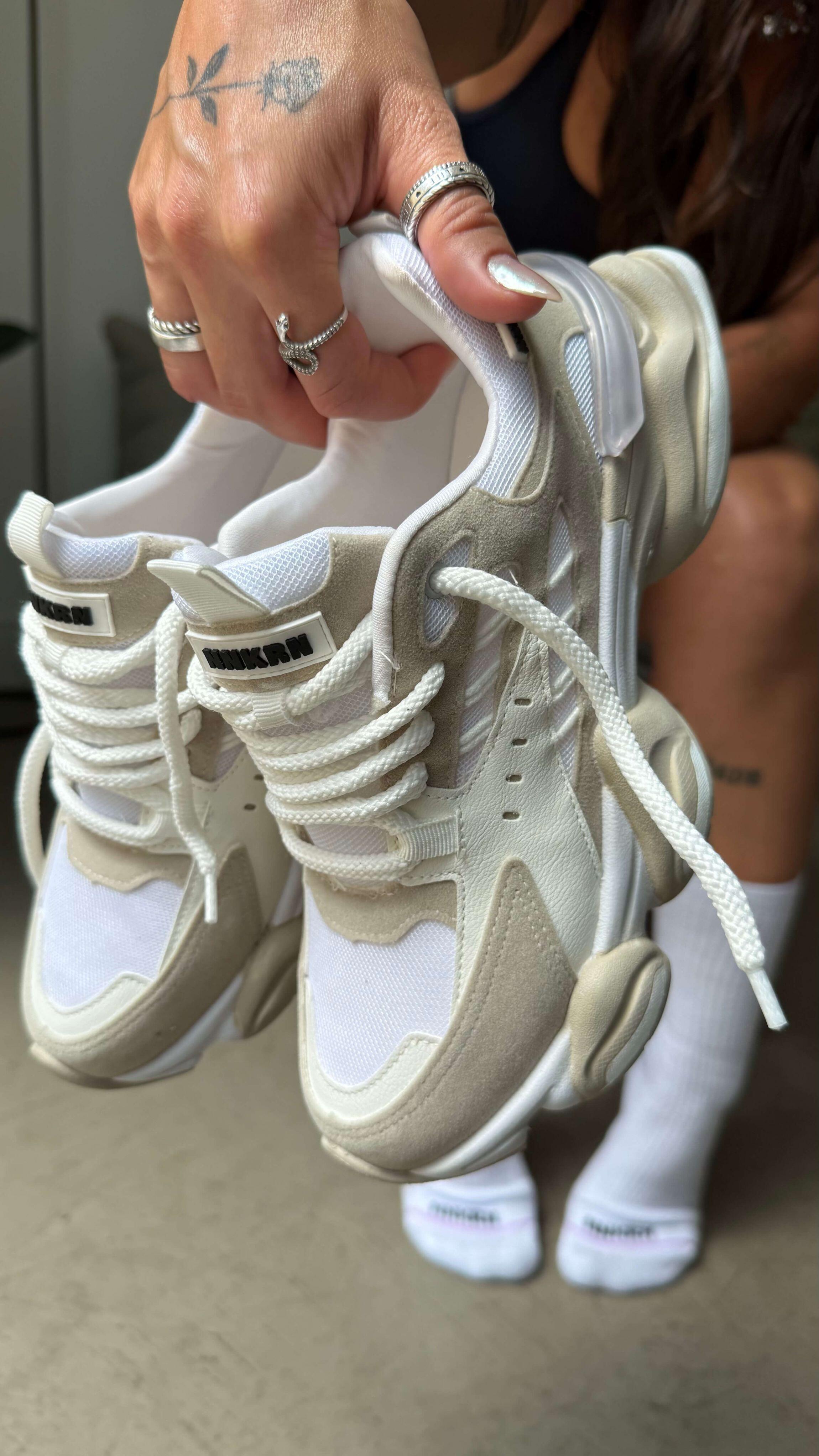 Mesh Denim Raw Muffin Sneakers