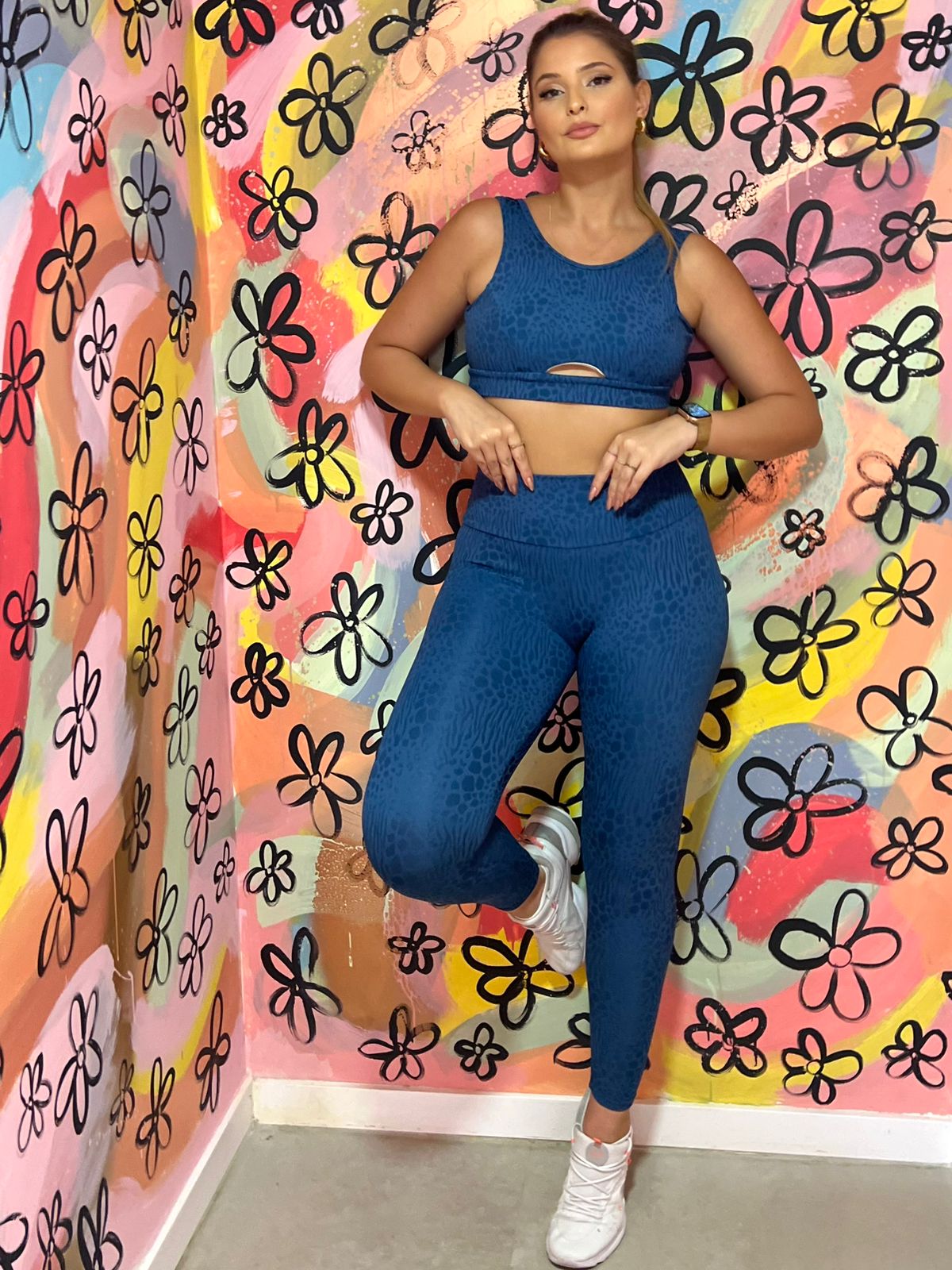 Comprar Legging Básica Top Márcia Feline Azul Jeans R$80,00