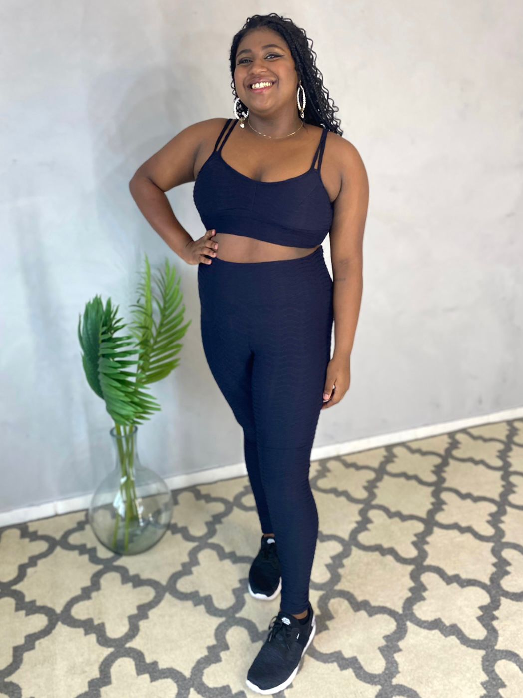 Comprar Legging Básica Jacquard Ondinha Top Paty Preto Plus