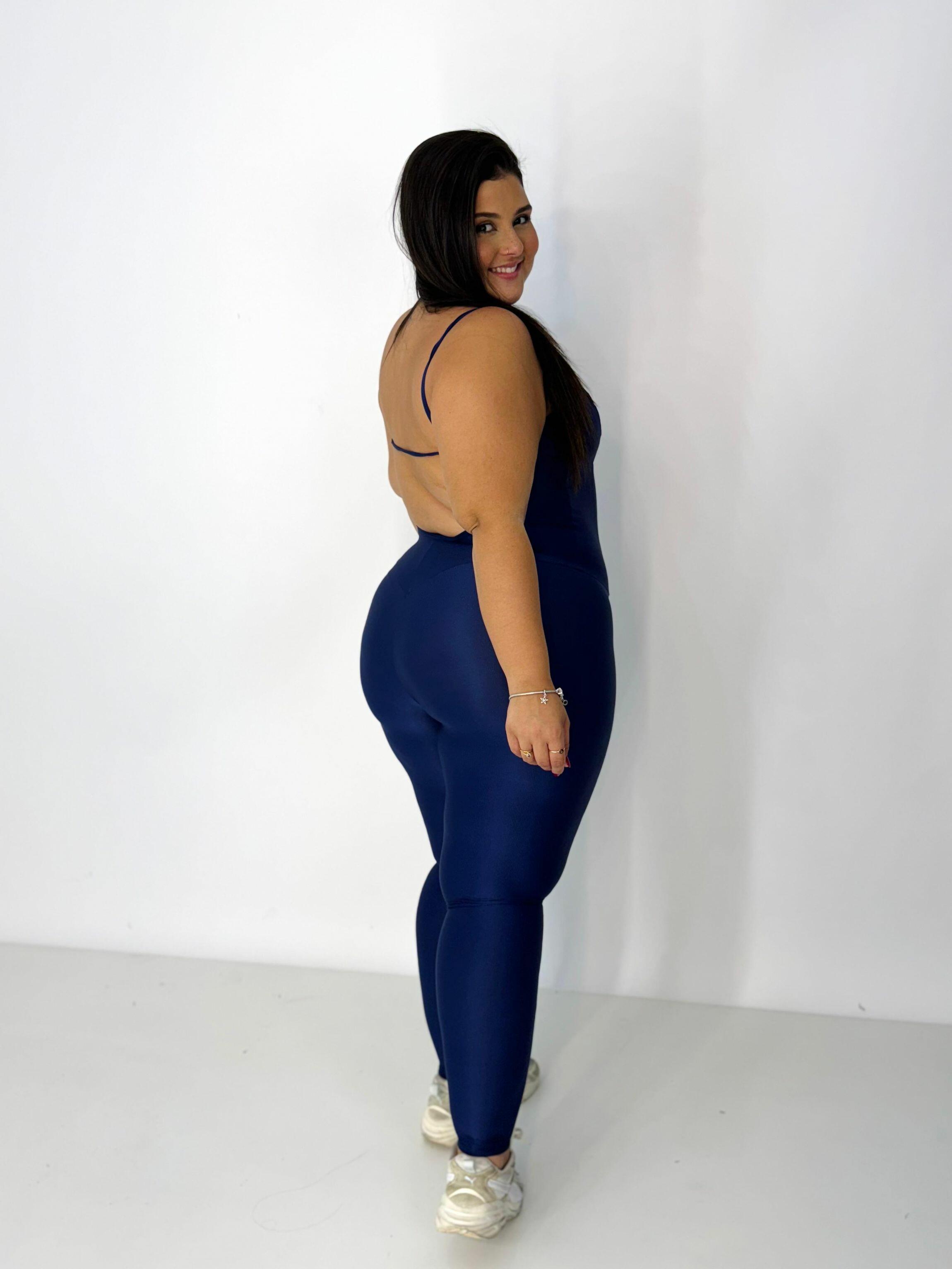 Comprar Macacão Compressão Luana Azul Marinho - Plus Size - R$105,00
