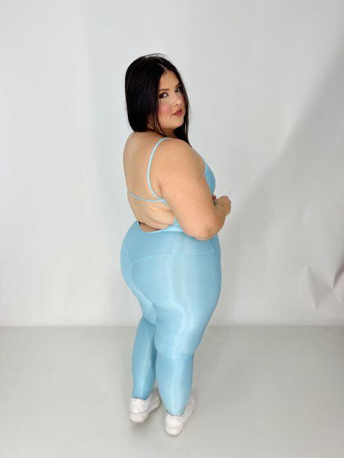 Comprar Macacão Compressão Luana Azul Paraíso- Plus Size - R$105,00