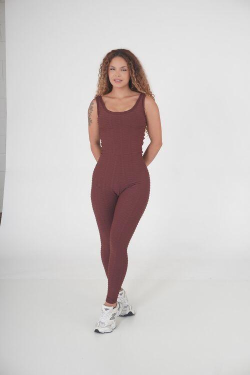 Comprar Macacão Jacquard Ondinha Kenia Nutella - R$95,00
