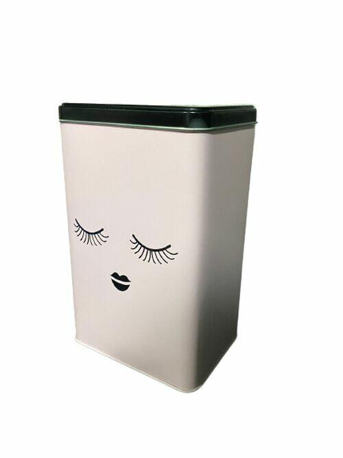 Lata Metal Olhinhos Rosa 10,2 X 16cm - Casambiente