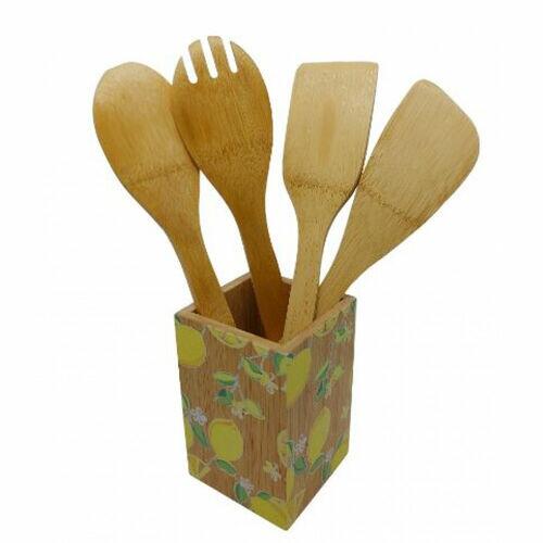 Jogo 4 utensilios e suporte Limone Bamboo
