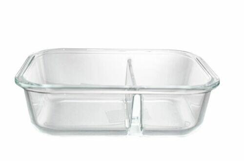 Pote De Vidro Hermético Com 2 Divisórias Marmita 1000 Ml