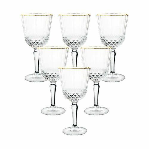 Jogo De 6 Taças Casambiente Classic Filete Dourado 300 Ml