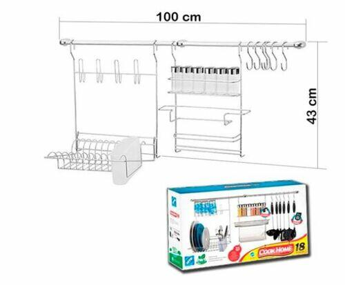 Suporte para utensílios cook home 18 com 23 peças
