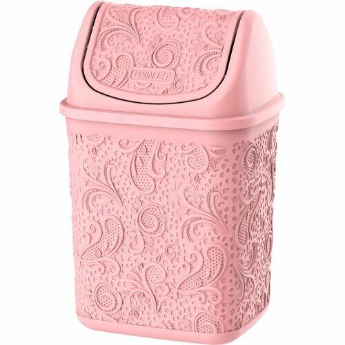 Lixeira Cesto de Lixo Basculante Renda Floral 4,5 litros