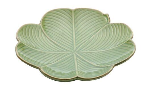 Folha decorativa de cerâmica Banana Leaf verde 16x16x3cm - Lyor