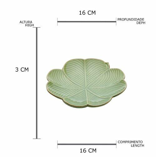 Folha decorativa de cerâmica Banana Leaf verde 16x16x3cm - Lyor