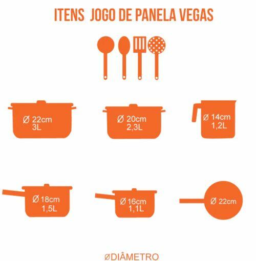 Jogo de panelas Vegas 10 Peças Cerâmica - Casambiente