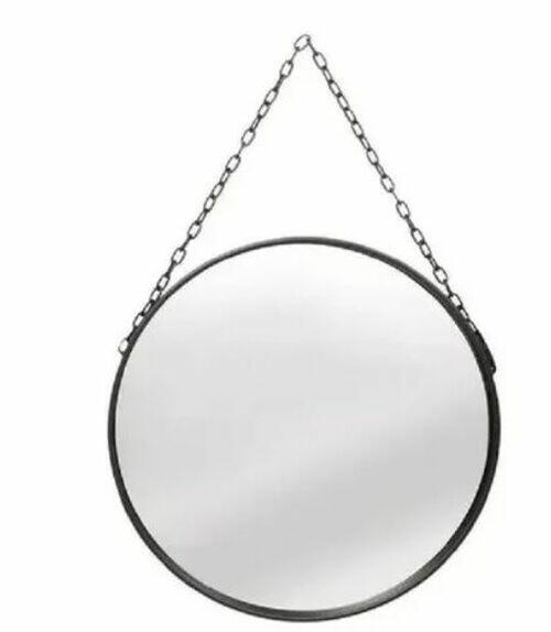 Espelho Redondo Decorativo Suspenso Alça 29Cm corrente metal