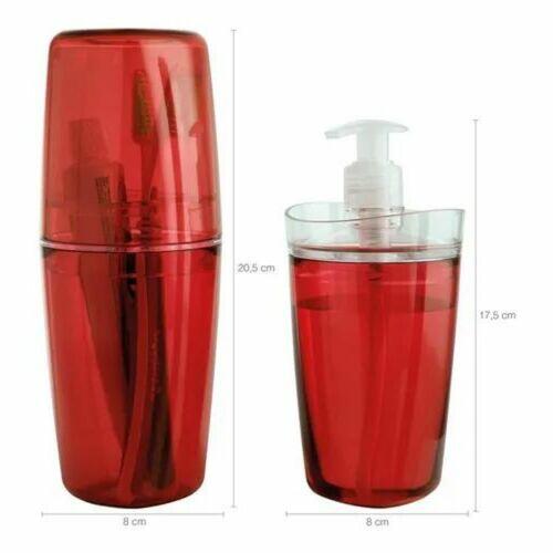 Kit 2 Peças Pia Banheiro Saboneteira Porta Escovas Vermelho