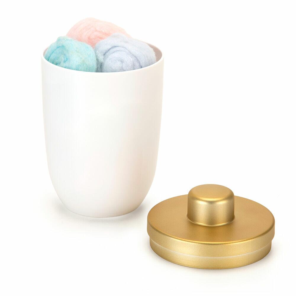 Porta Algodão Cotonete Dourado e Branco - Arthi