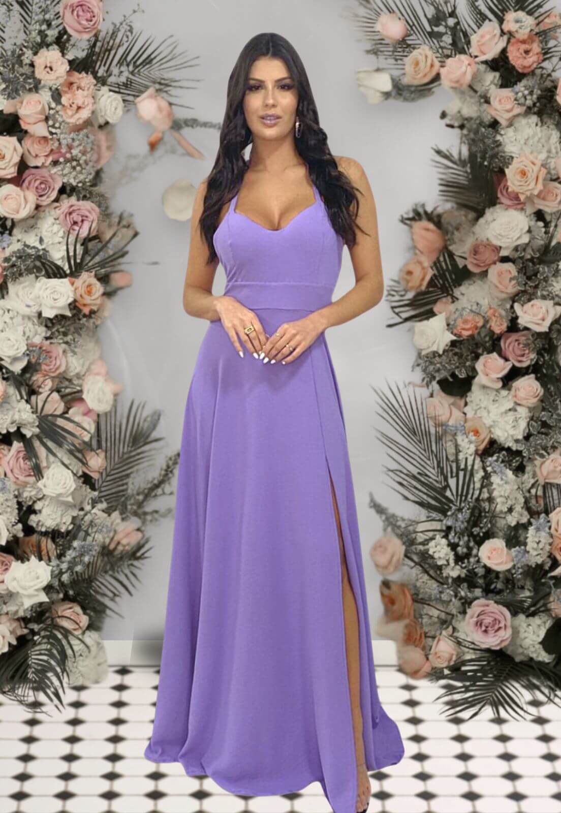 Vestido Longo Frente Única Lavanda Marina NM Nana Marie a partir