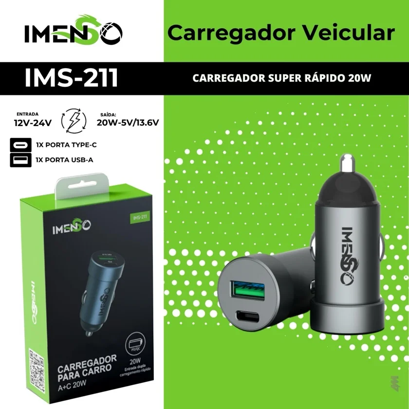 Comprar IMENSO CARREGADOR VEICULAR IMS-211 - R$35,00 - JUNTO