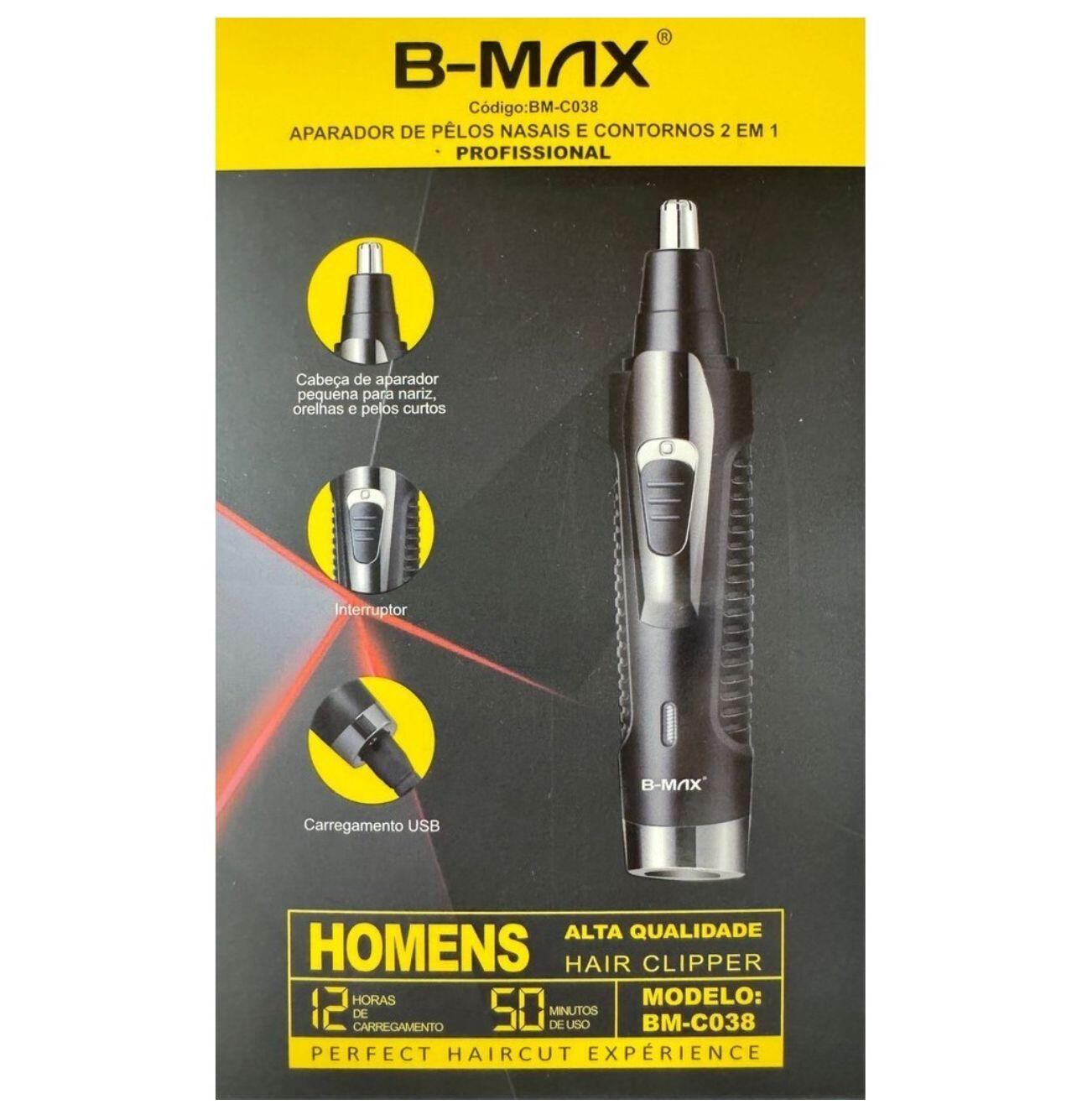 Mquina De Cortar Pelos Cortador 2 Em 1 Recarregvel - Nariz Barba E Cabelo  B-Max BM-C038