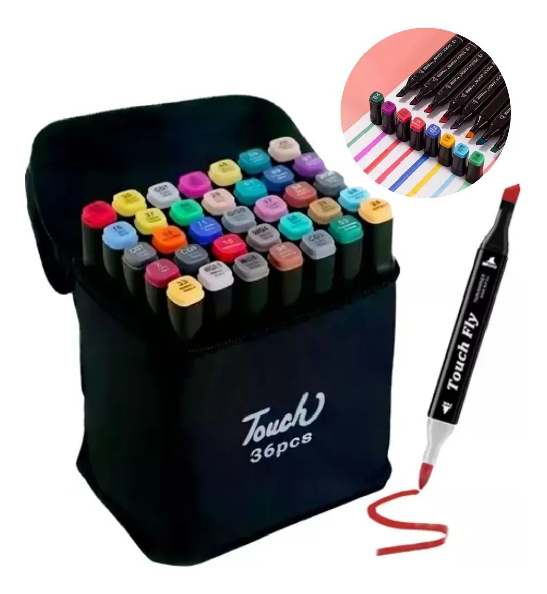 Comprar Kit Canetas 36 Cores Ponta Dupla Com Estojo Profissional ...