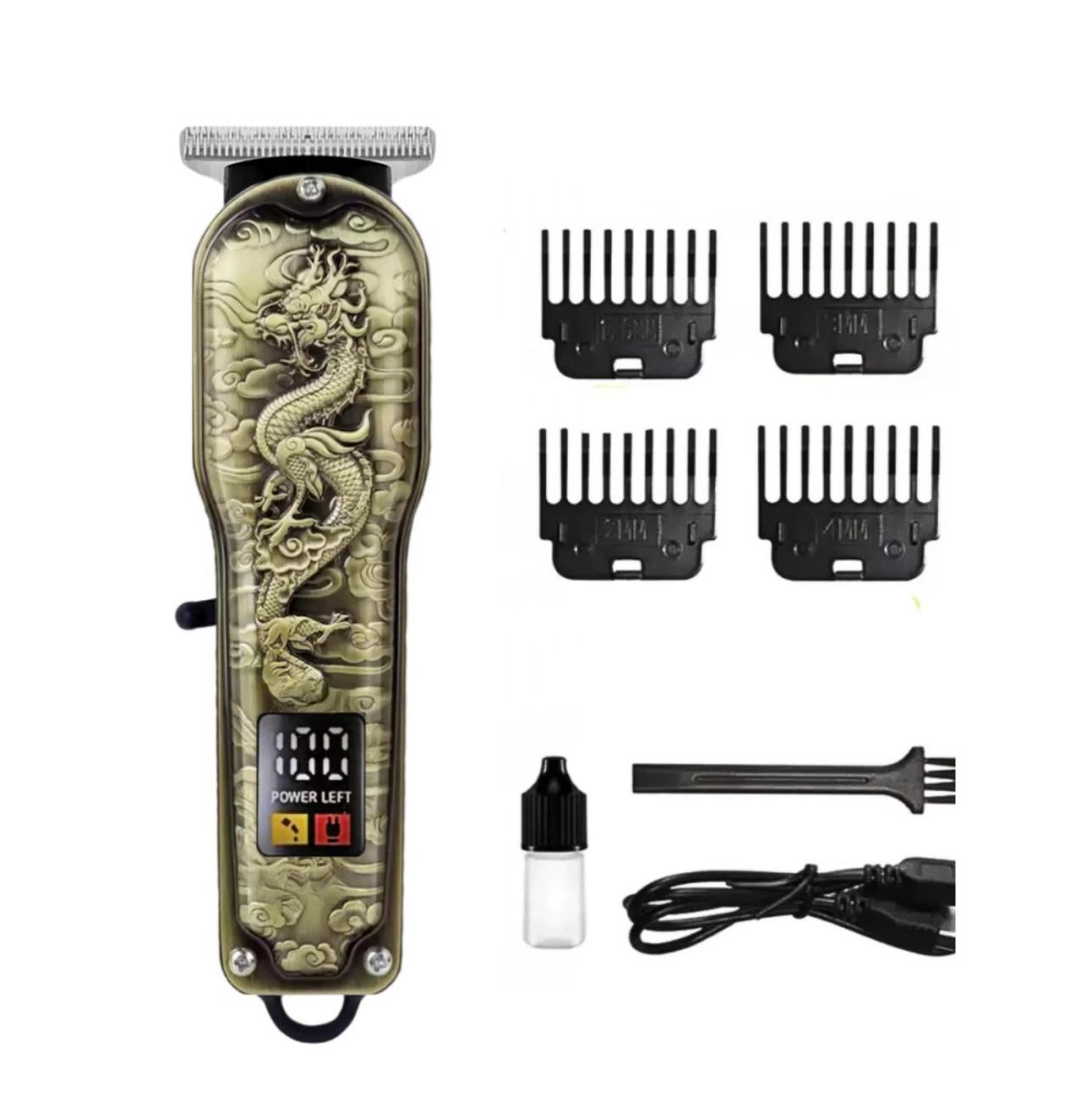 Máquina Aparador de Pêlo Cabelo Barba Profissional Com Display Digital  DRAGÃO AL-2927