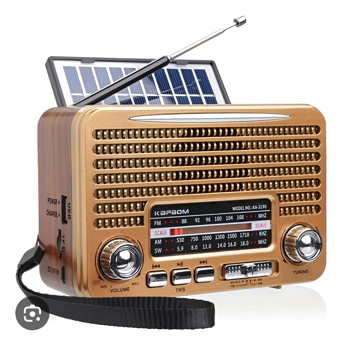 Comprar Radio portatil SOLAR Antiguidade Kapbom Ka-3190 FM-USB-TF