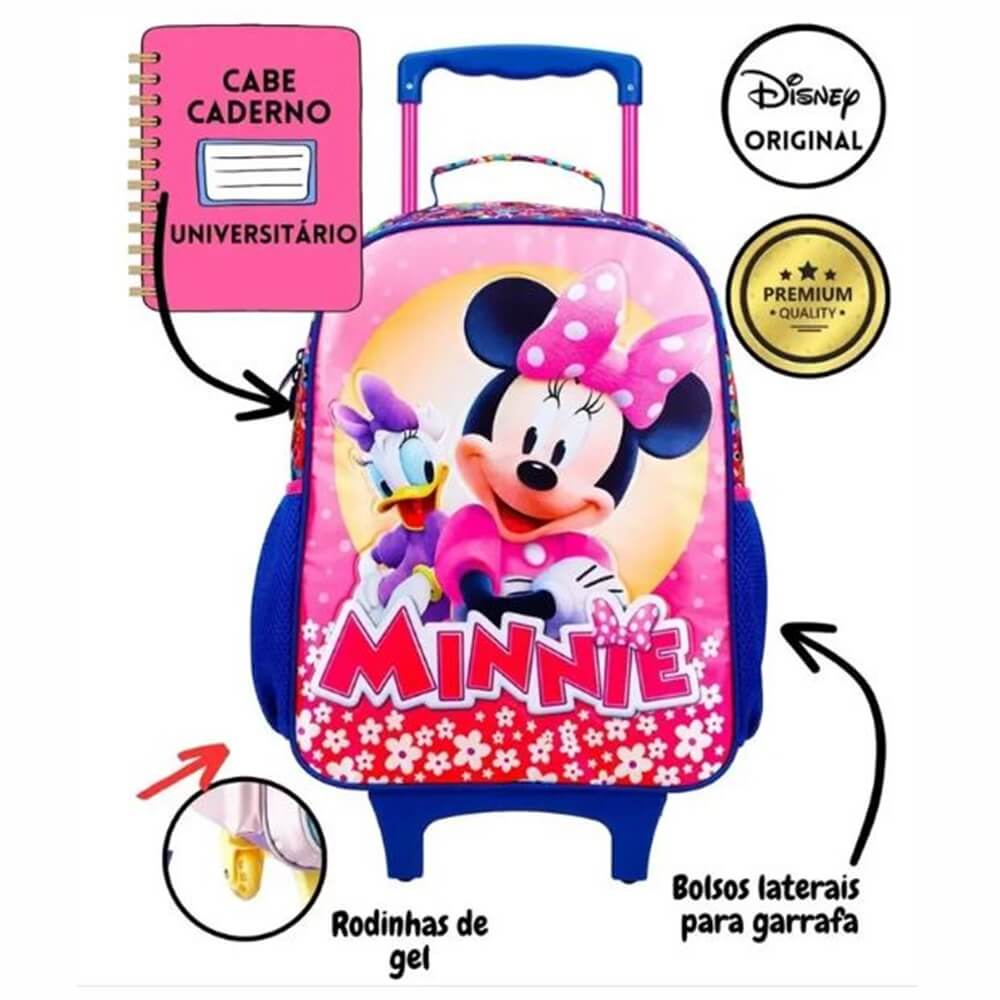 Rodinha Infantil Mochilas Minnie Escolar Mochila De Rodinha