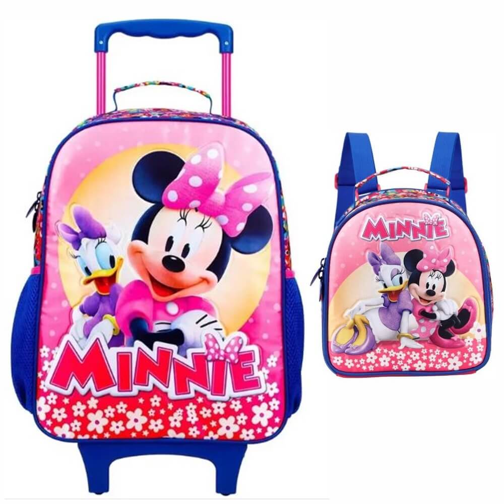 Kit Mochila de Rodinhas Infantil Minnie Mouse Lancheira Xeryus - Main Image