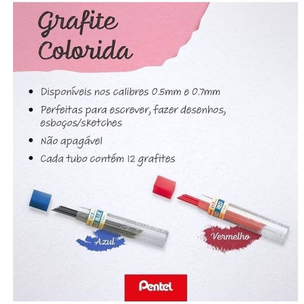 Grafite 0.7mm Hi Polymer Super Colorido - Pentel