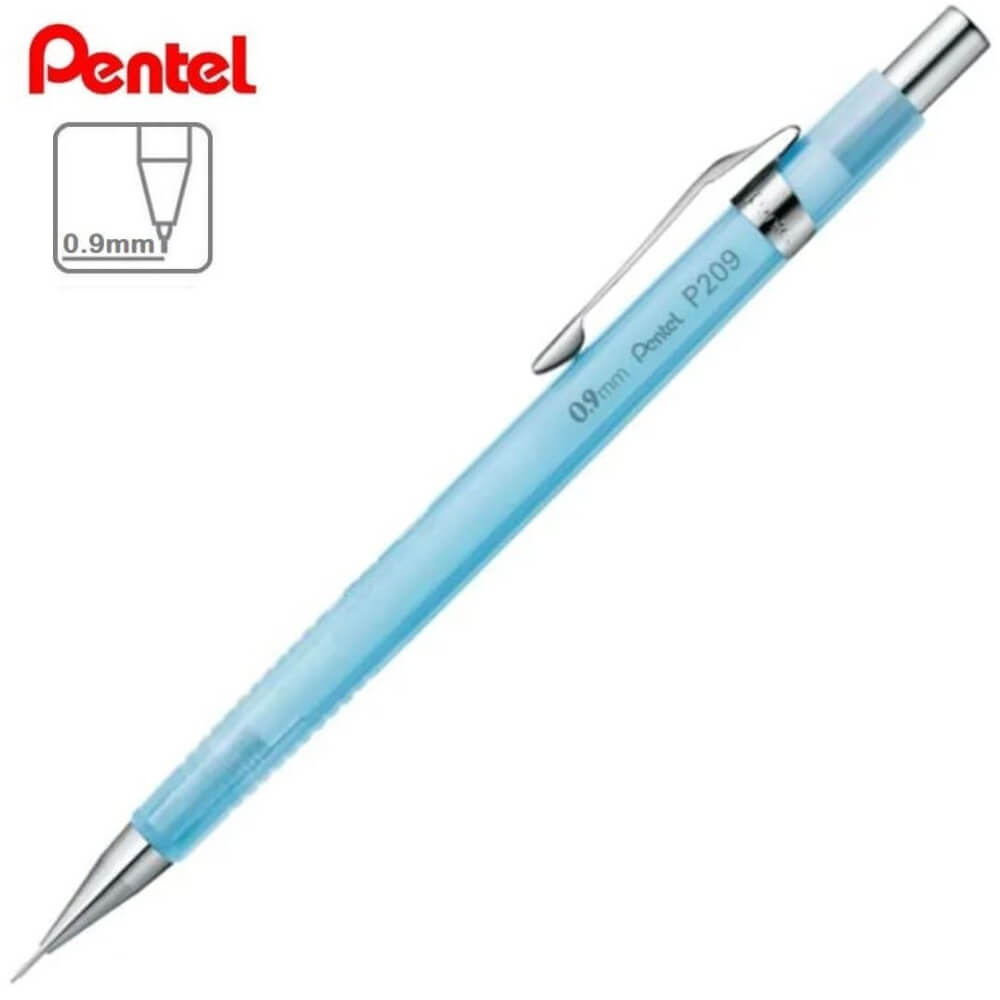 Pentel Sharp P209 Vulpotlood – 0,9 Mm HB, Set Van 12, Geel, Met Gum En Metalen Clip