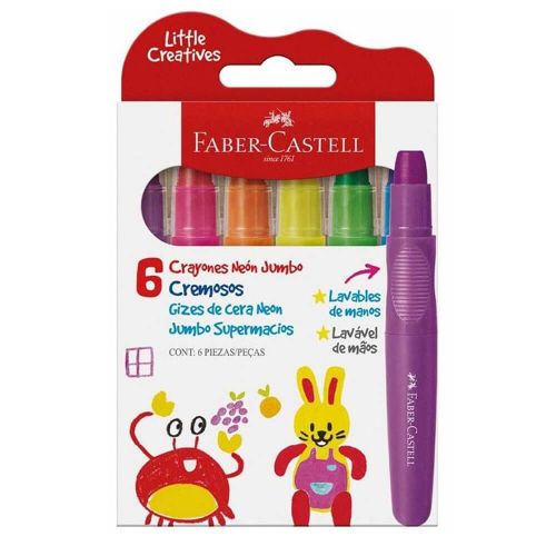 Giz de cera Jumbo Supermacio Little Creatives com 06 Cores Neon