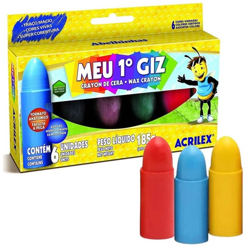Gizao de Cera Com 06 Cores Meu Primeiro Giz - Acrilex - a partir