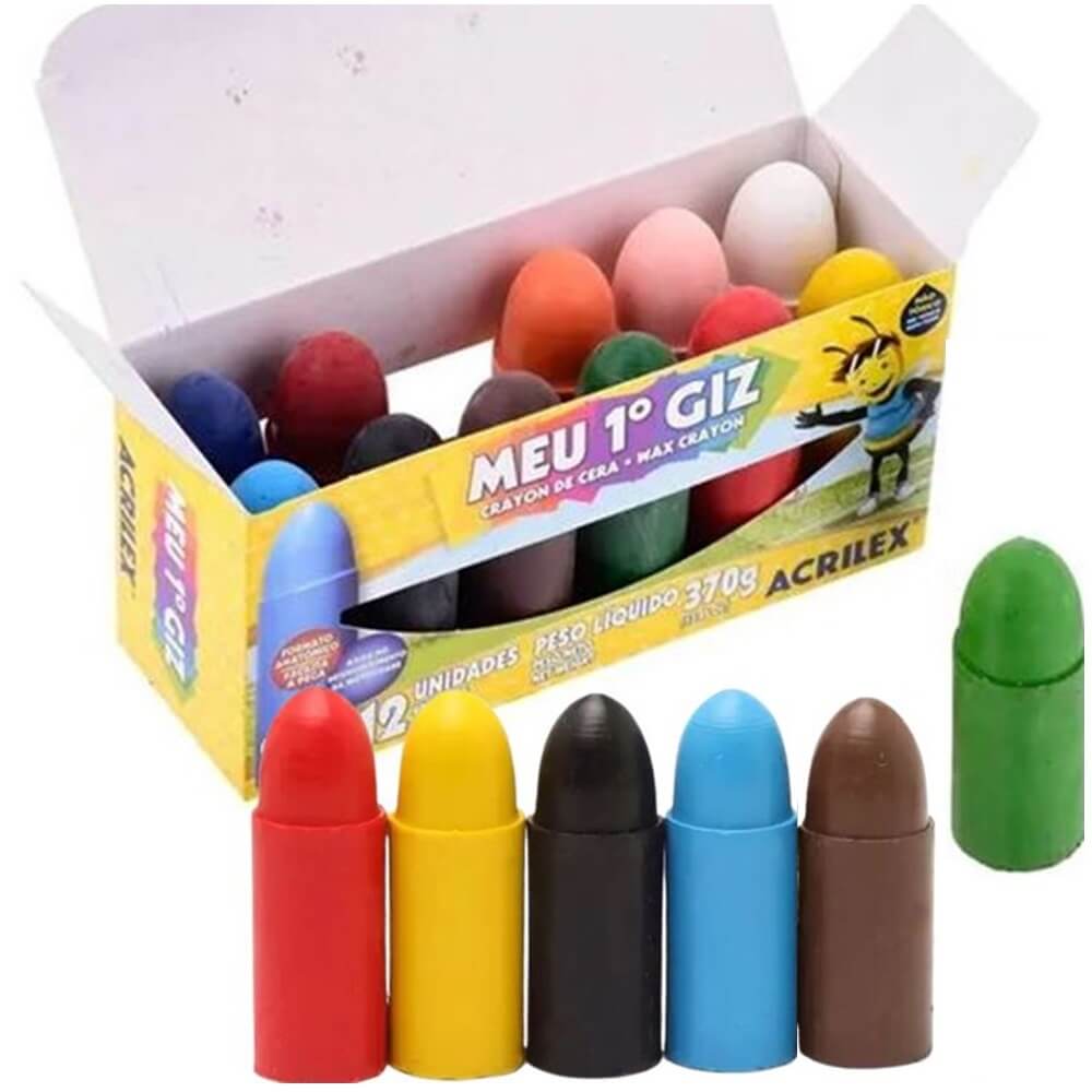 Gizao de Cera Com 12 Cores Meu Primeiro Giz - Acrilex - a partir de R$42,32